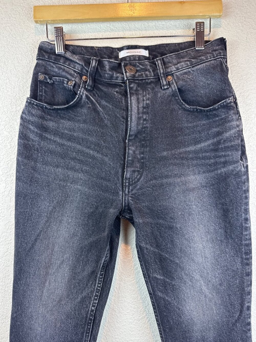 MOUSSY Black Wash Straight Leg Jeans Size 26 Made in Japan Denim Minimalist - Picture 5 of 12